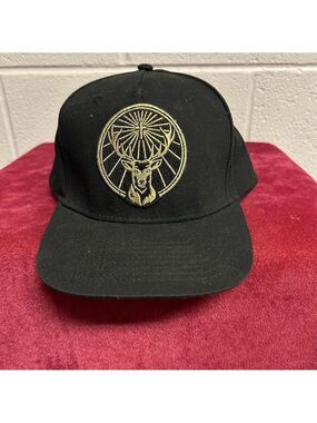 Jagermeister Snapback Hat Baseball Cap Black Gold Patch Promotional Stag Hunting